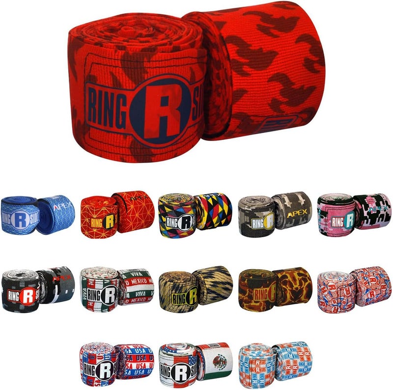 Ringside Apex 180” Boxing Hand Wraps Pair - Durable, Elastic Training Wraps with Hook & Loop Closure, Multi-Color Options, Perfect for MMA, Muay Thai, Kickboxing - Image 1
