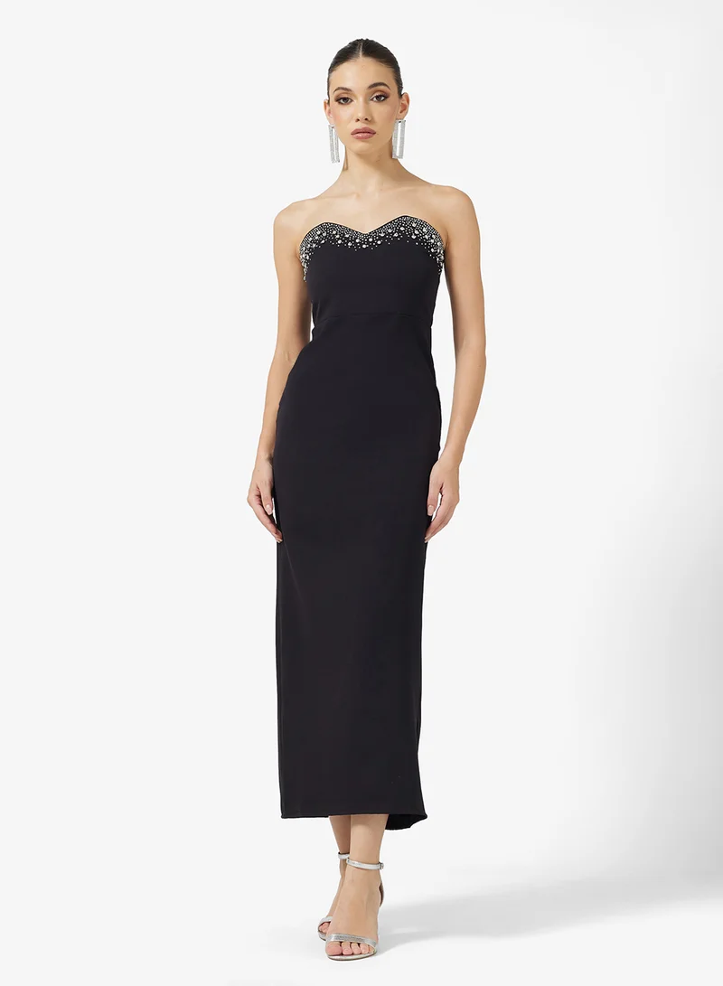 Ella Limited Edition Shift Dress With Embellished Sweetheart Neck