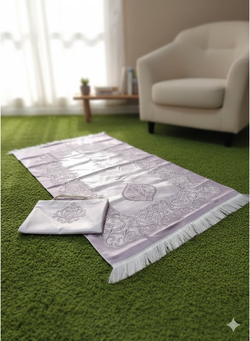 Luxury Prayer Mat with Matching Carrying Bag – Soft Classic Pattern Design, Portable Set for Travel and Gifting (Assorted Colors & Styles). - Image 1