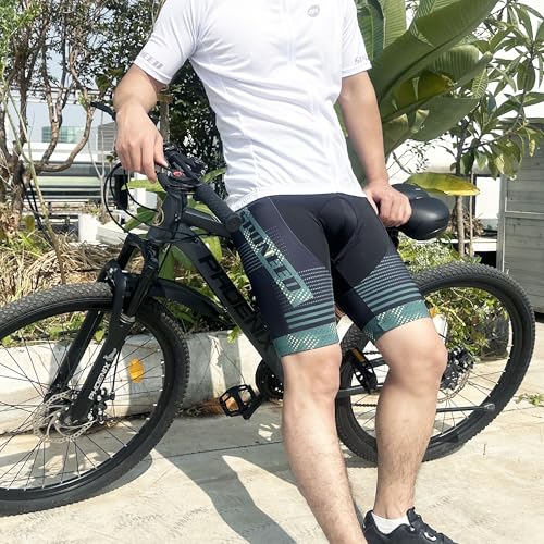 sponeed Road Biking Pants Trails Men Padded Rowing Bike Shorts Workout Riding Wear with Padding US XL Multi Green - Image 3