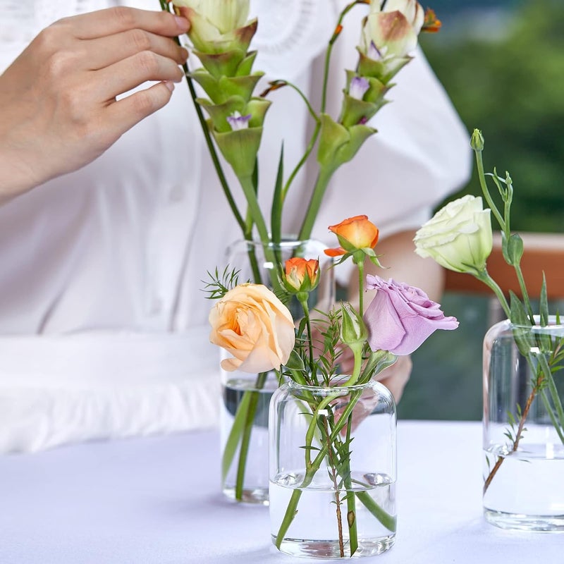 Zens Bud Vases Set of 6, Modern Small Glasss Vase for Flower Clear Bud Vases in Bulk for Wedding Centerpiece, Blown Thicker Glass Small Vase for Flowers, Wedding Party Decorative, Home Bathroom Decor - Image 2