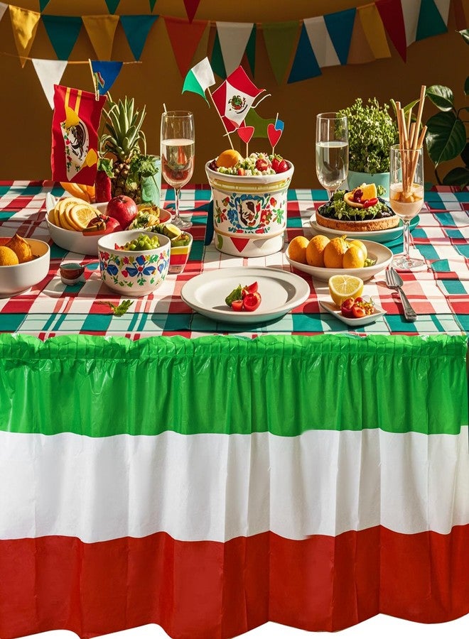 Jeyeou 3PCS Red White Green Table Skirts, Mexican Table Skirts Disposable Plastic Table Skirts Italian Mexican Party Decorations for Italian Party Mexican Independence Day Birthday Baby Shower 29 X 168Inch - Image 5