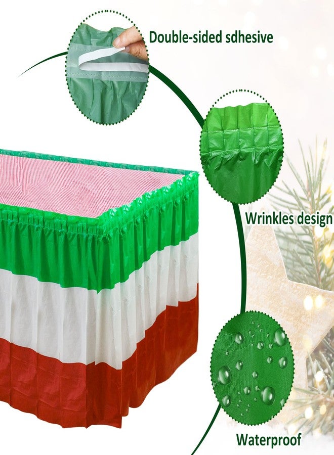 Jeyeou 3PCS Red White Green Table Skirts, Mexican Table Skirts Disposable Plastic Table Skirts Italian Mexican Party Decorations for Italian Party Mexican Independence Day Birthday Baby Shower 29 X 168Inch - Image 3
