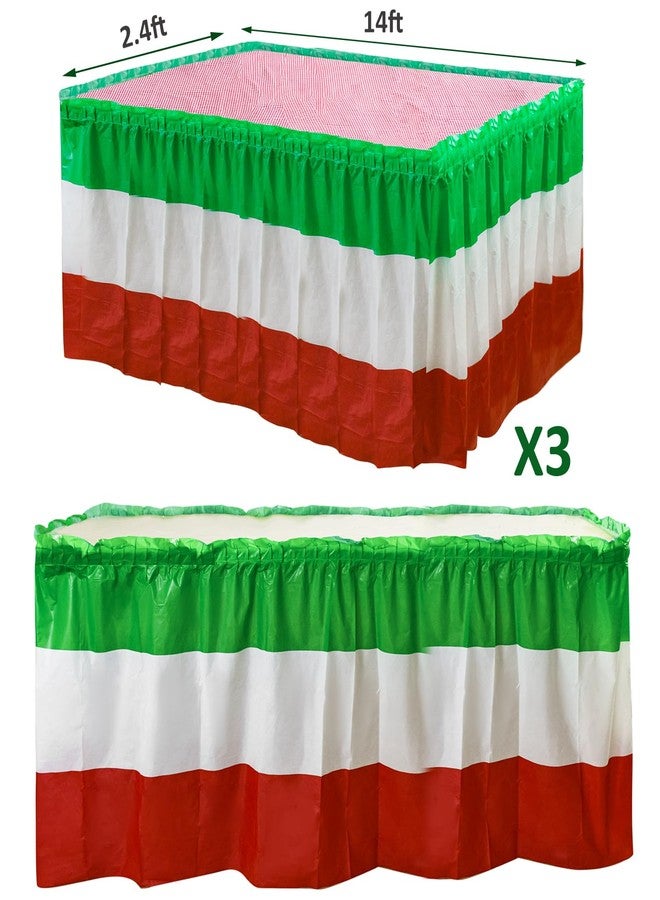 Jeyeou 3PCS Red White Green Table Skirts, Mexican Table Skirts Disposable Plastic Table Skirts Italian Mexican Party Decorations for Italian Party Mexican Independence Day Birthday Baby Shower 29 X 168Inch - Image 2