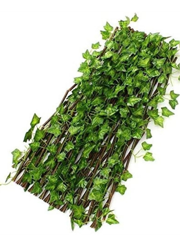 RollsTimi  Expandable Wicker Fence With Faux Plants Green/Brown 1.20meter  - Image 3