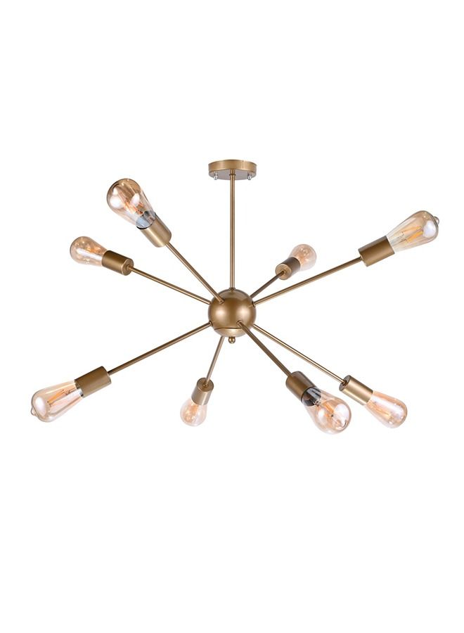 الروضة للإضاءة نجفة شمس 8 لمبة ذهبى | حديث ديكور LED E27 معلقة مصباح سقف اضاءة داخلية مصباح معلق دلاية سقف مودرن نجفة | مناسبة لأي غرفة | | اللون: ذهبي | المقاس: 65x90 سم - Image 1