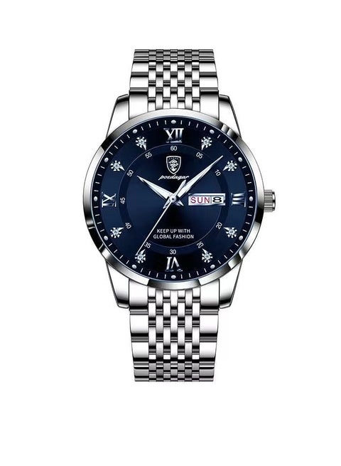 Ultra Thin Men's Watch with Sapphire Crystal Glass, Diamond Hour Markers, 2.5D Curved Dial, Waterproof, Luminous, and Calendar Function