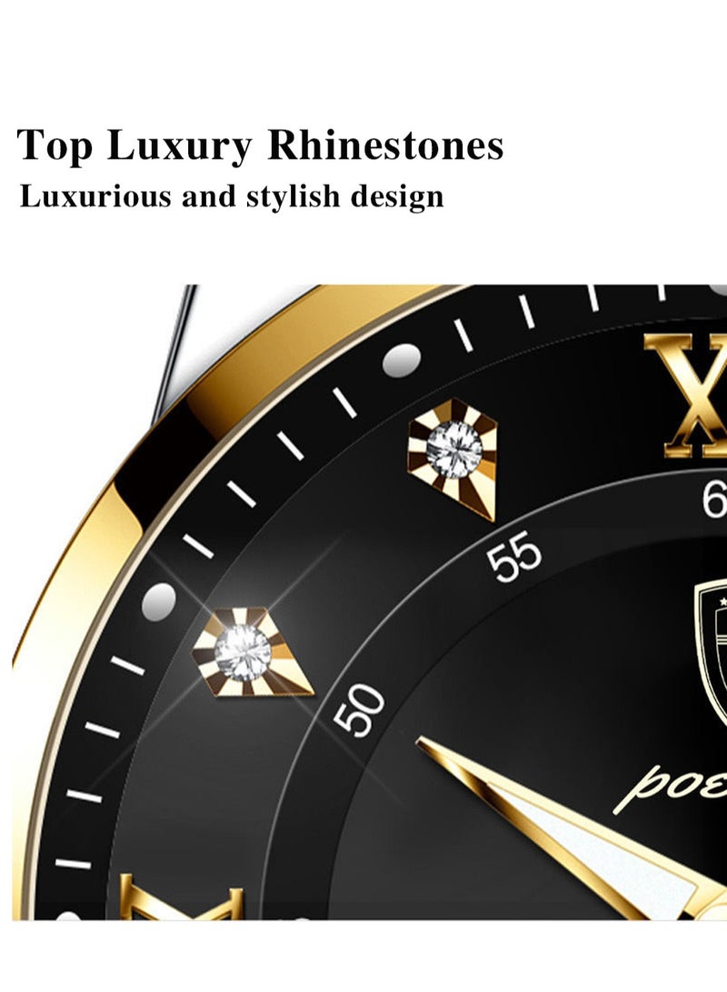 Ultra Thin Men's Watch with Sapphire Crystal Glass, Diamond Hour Markers, 2.5D Curved Dial, Waterproof, Luminous, and Calendar Function
