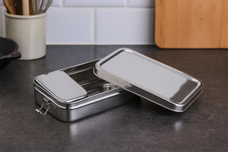 DiBha Stainless Steel Rectangle Shape Medium Size Lunch Box/School Lunch Box for Kids/Adults with 1 Snack Box (400 ml) - Image 5