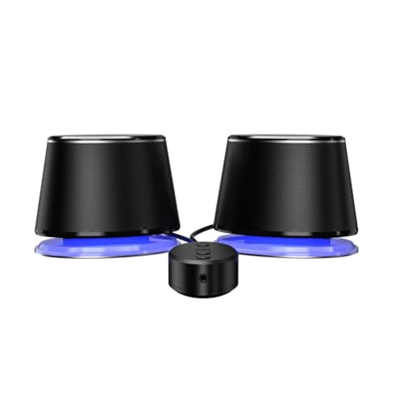 Bluetooth Computer Speakers with USB 3.0, LED Blue Lighting, Volume Control, USB Powered, Set of 2 - Image 3