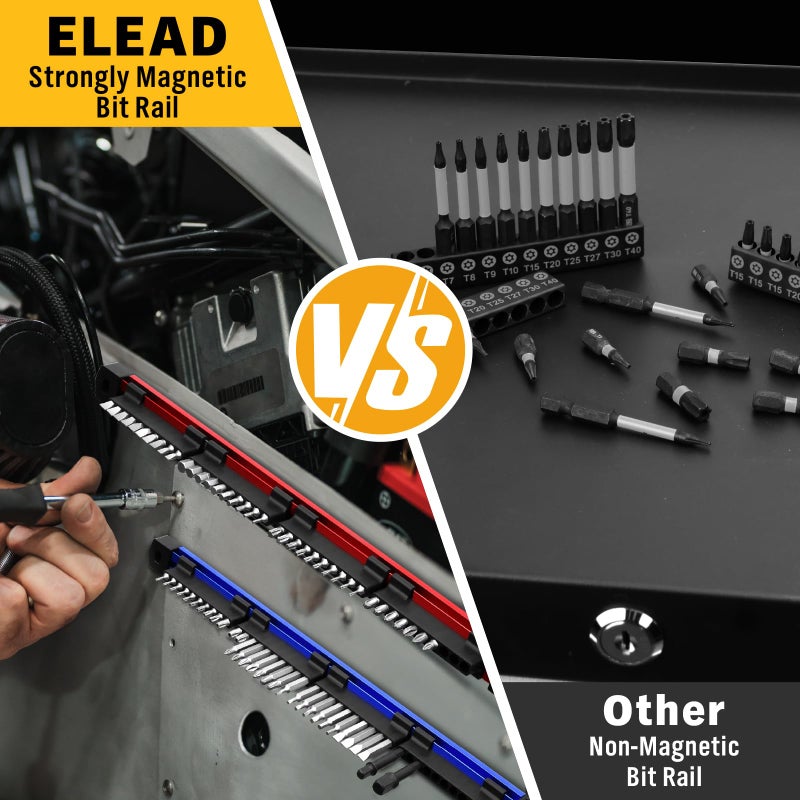 ELEAD 2PCS Magnetic Slidable Drill Bit Holder, 80 Holes Bit Storage with Strong Magnetic Rail, Screwdriver Drill Bit Organizer for Your Specialty(Bits Not Included) - Image 4