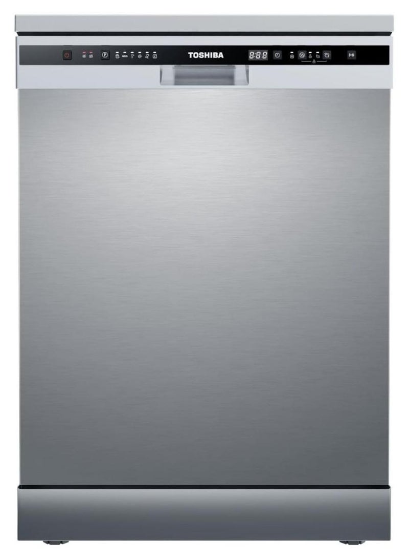 Toshiba Dishwasher, Eg Silver/Sts Door 6 Programs Free Standing, Active Open Dry, Noise Level 47 Db(A), Half Load, Led Interior Light Silver 13Place Set - 13 OZ DW-13F8AF(SS)-EG stainless steel - Image 1
