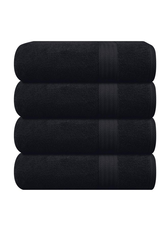 GLAMBURG Premium Cotton 4 Pack Bath Towel Set - 100% Pure Cotton - 4 Bath Towels 27x54 - Ideal for Everyday use - Ultra Soft & Highly Absorbent - Black - Image 1
