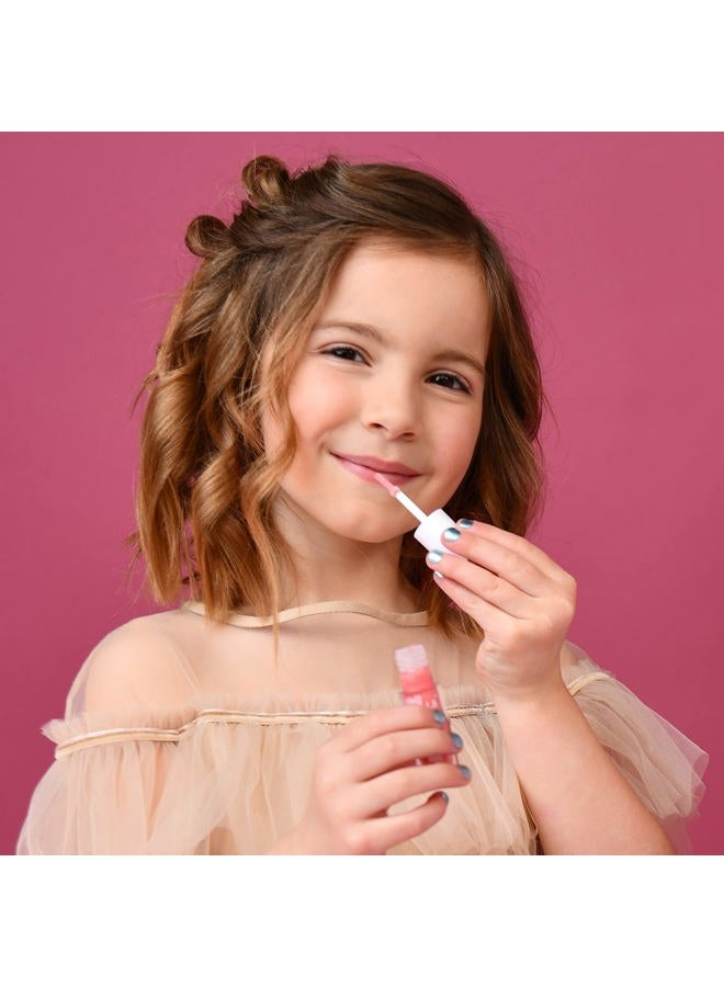 Miss NELLA Pink Secret Lips & Tips duo- Scented Lip Gloss + Glitter Nail Polish for Kids with Peel-off, Water Based & Odour Free Formula - Image 3