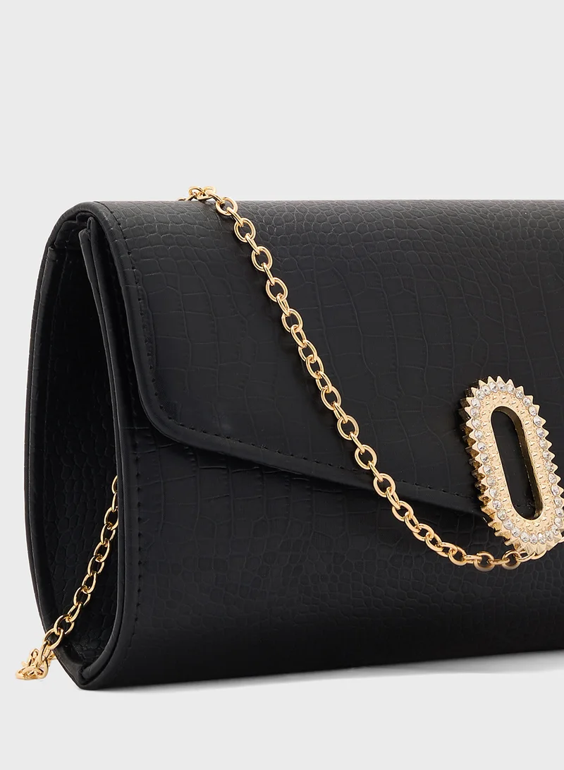 ايلا ليمتد اديشن Diamante Trim Croc Clutch Bag