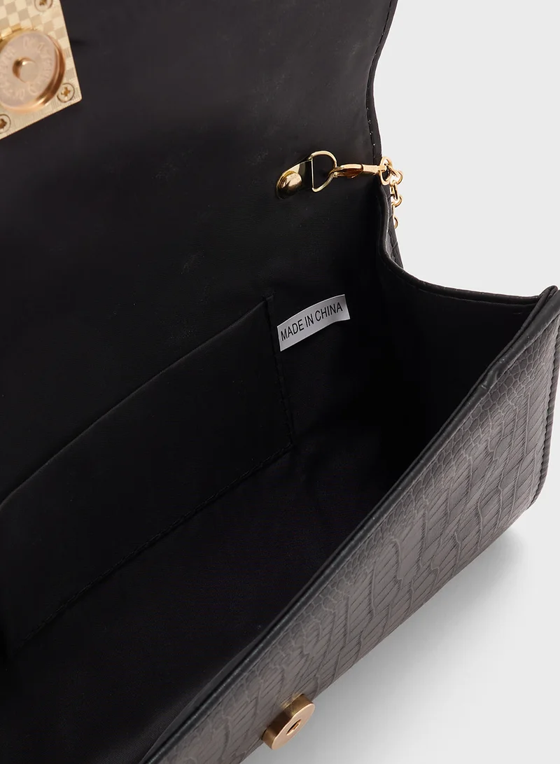 ايلا ليمتد اديشن Diamante Trim Croc Clutch Bag