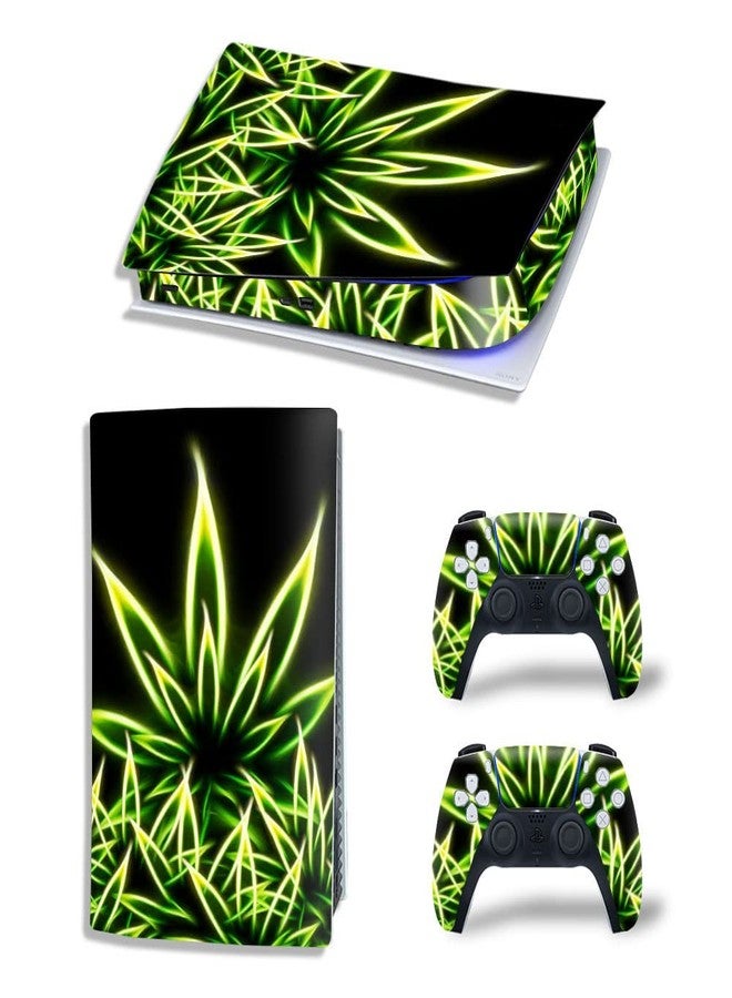WPS Glossy Protective Vinyl Decal Skin/Stickers Wrap Cover for PS5 Skin Stickers Full Body for Playstation 5 Console and 2 Controllers (PS5 Digital Edition, Luminous Plants) - Image 2