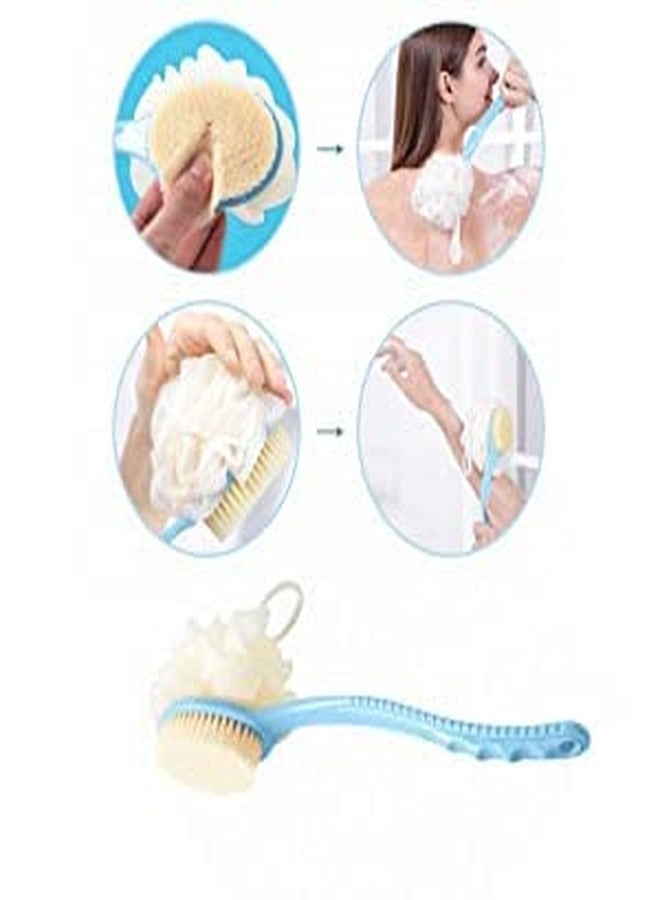 XIBO 2 IN 1 Bath Body Brush back scrubber with Soft Comfortable Bristles And Loofah with handle Double Sided Bath Brush Scrubber for bathing(Pack of 2) Multicolor - Image 4