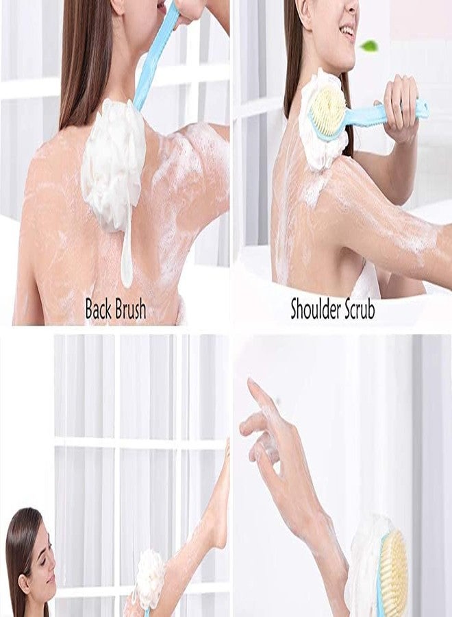 XIBO 2 IN 1 Bath Body Brush back scrubber with Soft Comfortable Bristles And Loofah with handle Double Sided Bath Brush Scrubber for bathing(Pack of 2) Multicolor - Image 5