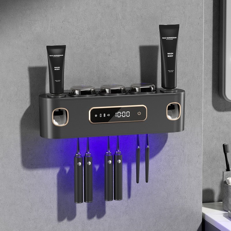 Toothbrush Holder Sterilizer Intelligent Drying Ultraviolet Sterilization Electric Non-Punch Wall-Mounted Brush Cup Shelf - Image 1