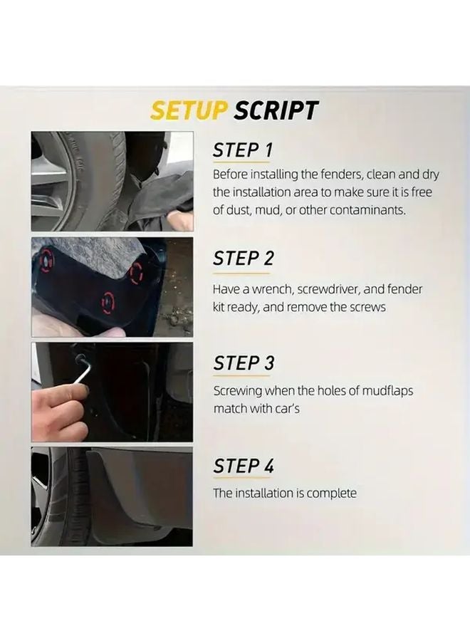 4Pcs Black All Terrain Mud Guards Heavy Duty Splash Guards Adjustable Fit Cars SUVs Trucks - Image 4