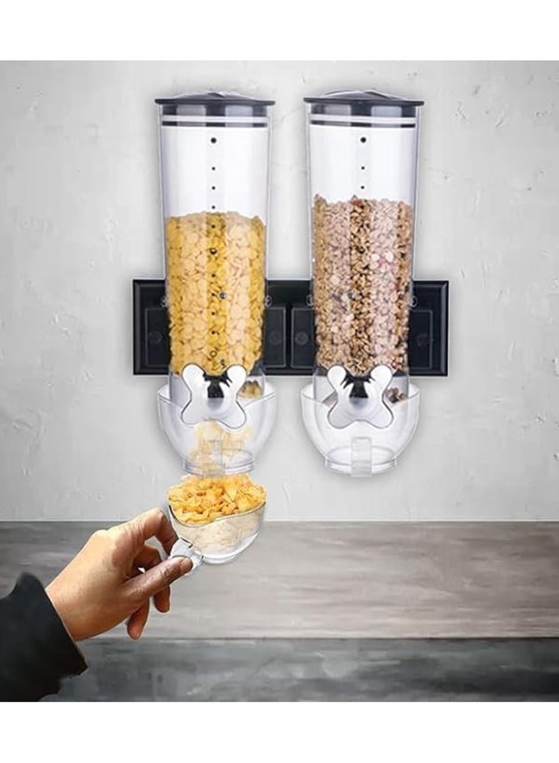 Yuwell Wall Mounted Double Cereal Dispenser 6.4L Dry Food Dispenser Grain Cereal Dispenser For Home And Kitchen Breakfast Pet Food Storage Organizer Black  - Image 5