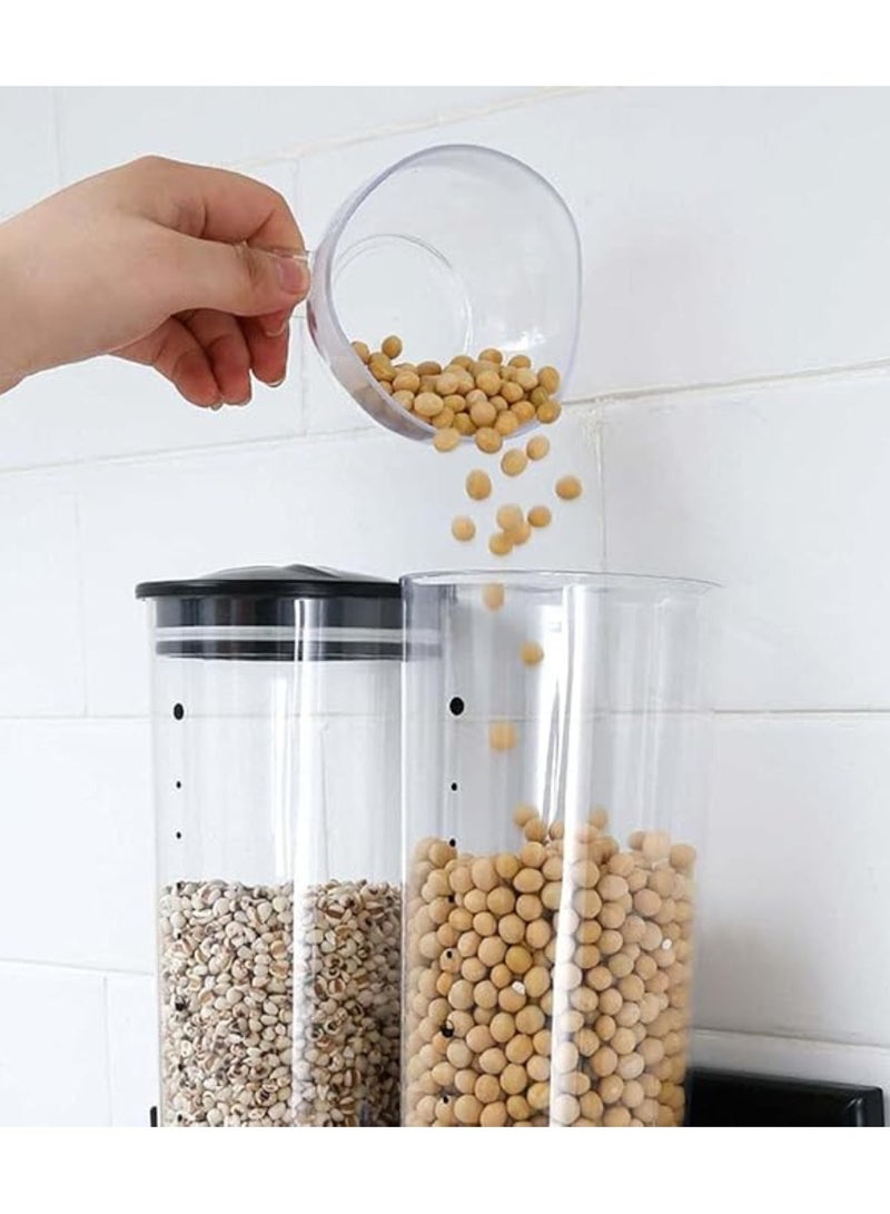 Yuwell Wall Mounted Double Cereal Dispenser 6.4L Dry Food Dispenser Grain Cereal Dispenser For Home And Kitchen Breakfast Pet Food Storage Organizer Black  - Image 3