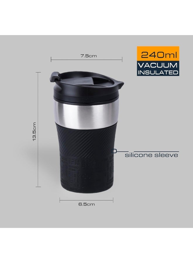 Nessan Insulated Stainless Steel Vacuum Mug, 243Ml - Your Compact Travel Essential For Hot And Cold Beverages Anywhere: Home, Gym, Outdoors, Office, And School - Black - Image 4