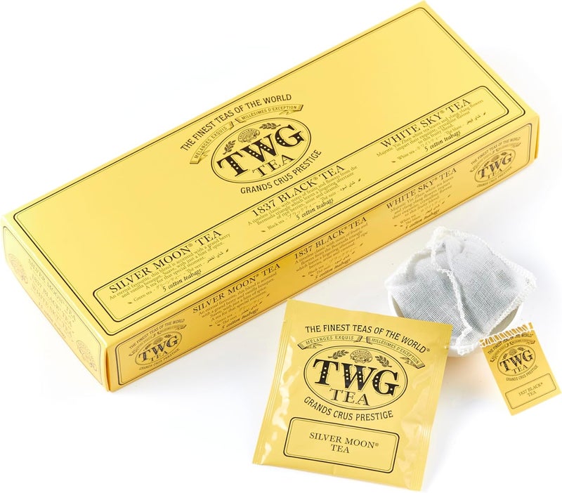 TWG Tea Moon & Sky Selection Gift Set - 3 Exclusive Tea Blends with 15 Hand Sewn Cotton Teabags - Image 1