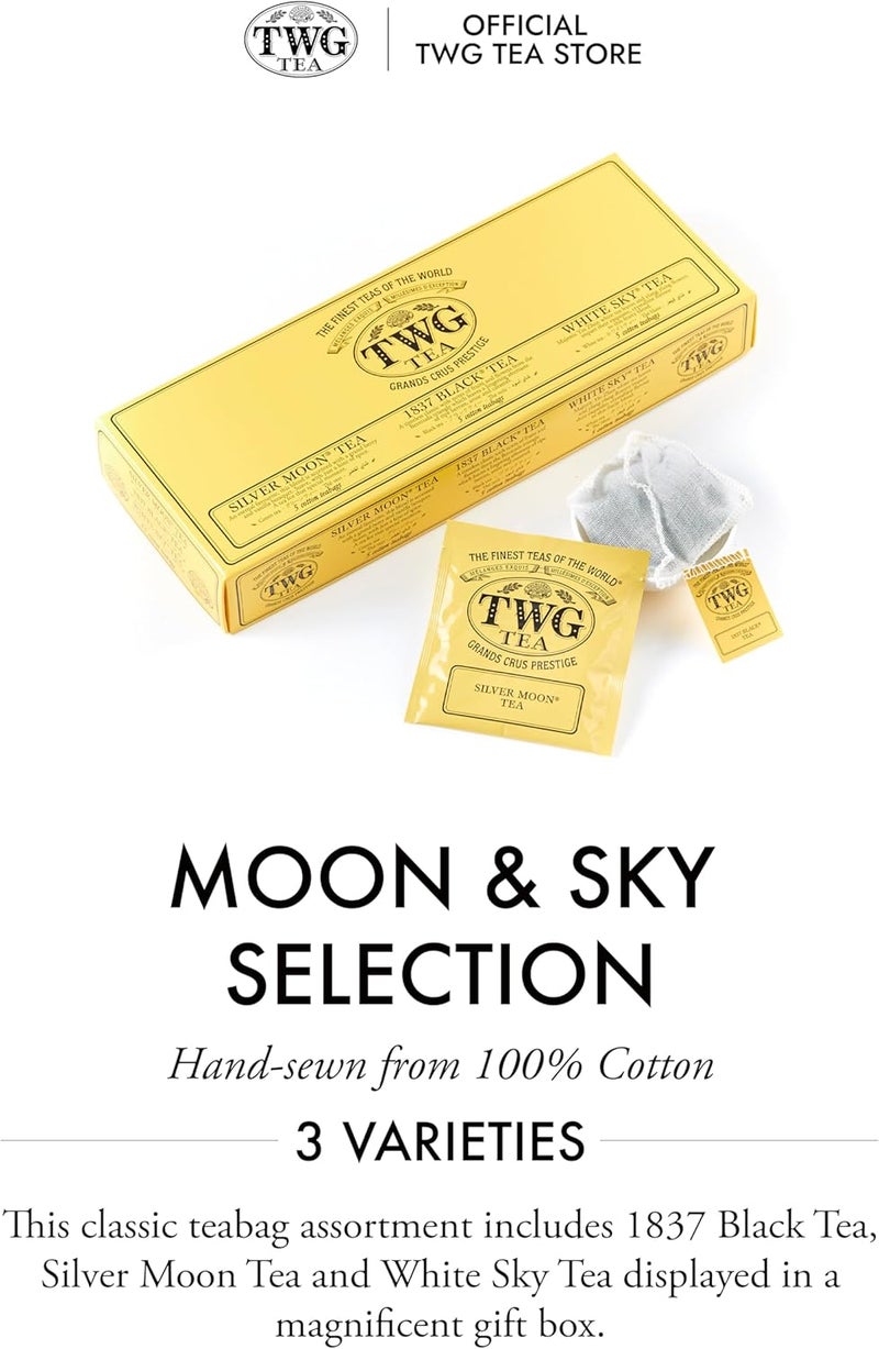 TWG Tea Moon & Sky Selection Gift Set - 3 Exclusive Tea Blends with 15 Hand Sewn Cotton Teabags - Image 3