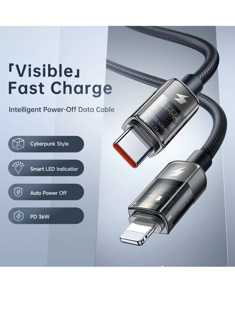 Mcdodo CA3160 Auto Power Off Type-C to Lightning Transparent Data Cable