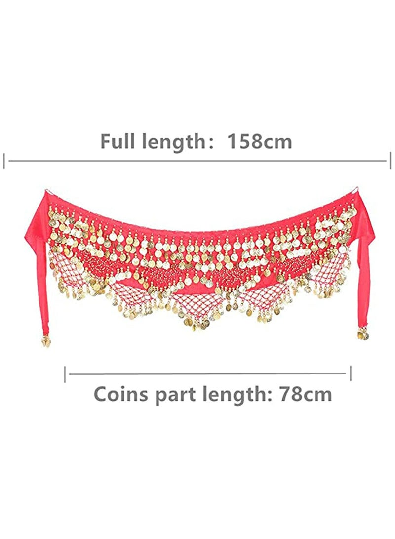 CMGTYYD Wrap Belt, Women Sequins Belly Dance Hip Scarf Wrap Belt, Gold Coins Belly Dance skirt (Black)  - Image 2