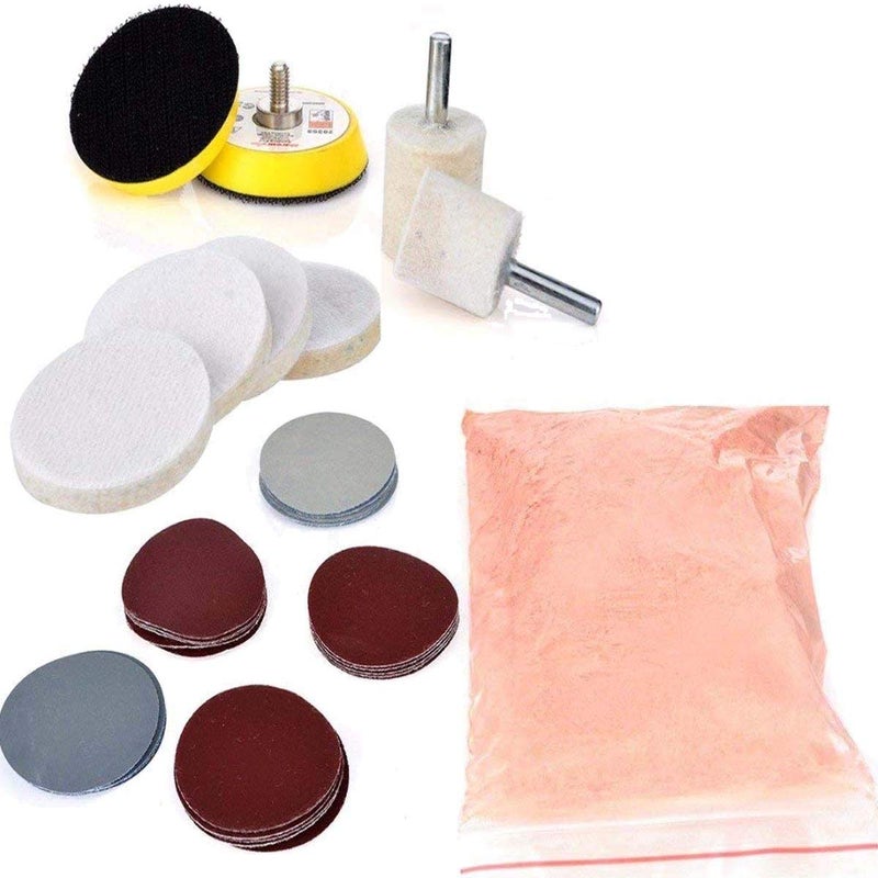 DIY Crafts 3inch Kit 200 Grm Cerium Oxide Polishing Powder Glass Polishing Kit Scratch Removal Set 34 Pcs Deep Scratch Remover Ceric DioPack Of 3inch Kit 200 Grm Cerium Oxide Polishing Powder - Image 1