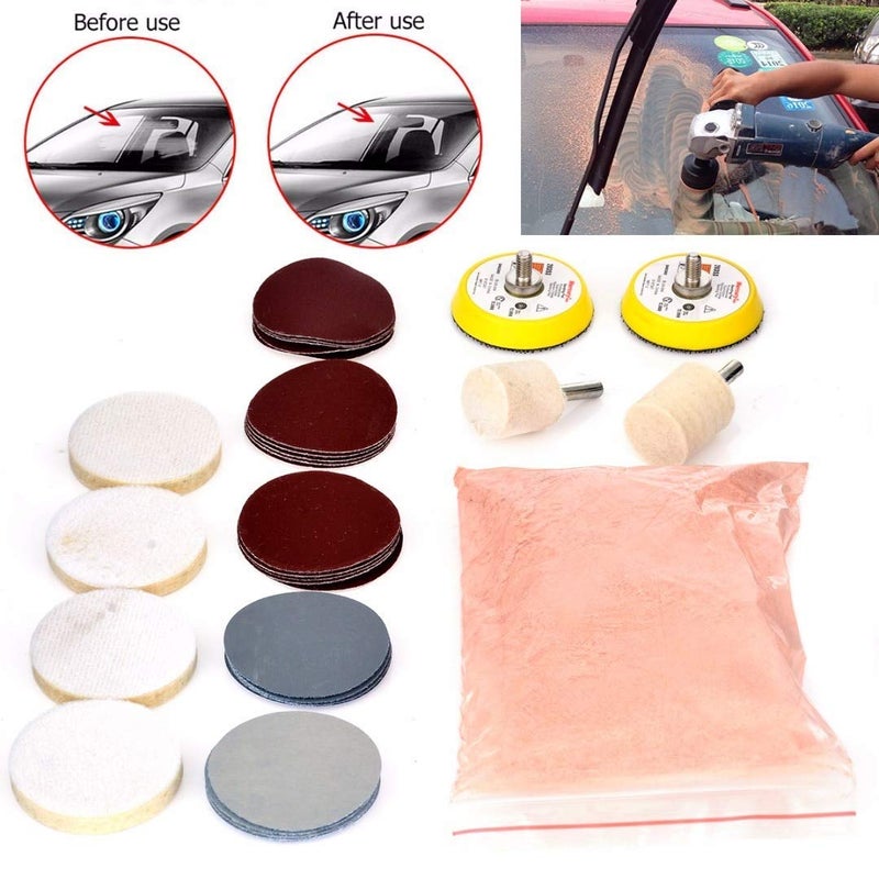 DIY Crafts 3inch Kit 200 Grm Cerium Oxide Polishing Powder Glass Polishing Kit Scratch Removal Set 34 Pcs Deep Scratch Remover Ceric DioPack Of 3inch Kit 200 Grm Cerium Oxide Polishing Powder - Image 2