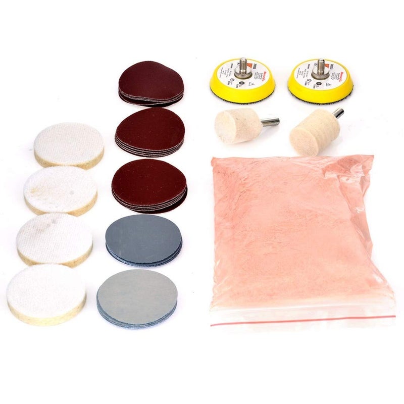 DIY Crafts 3inch Kit 200 Grm Cerium Oxide Polishing Powder Glass Polishing Kit Scratch Removal Set 34 Pcs Deep Scratch Remover Ceric DioPack Of 3inch Kit 200 Grm Cerium Oxide Polishing Powder - Image 3