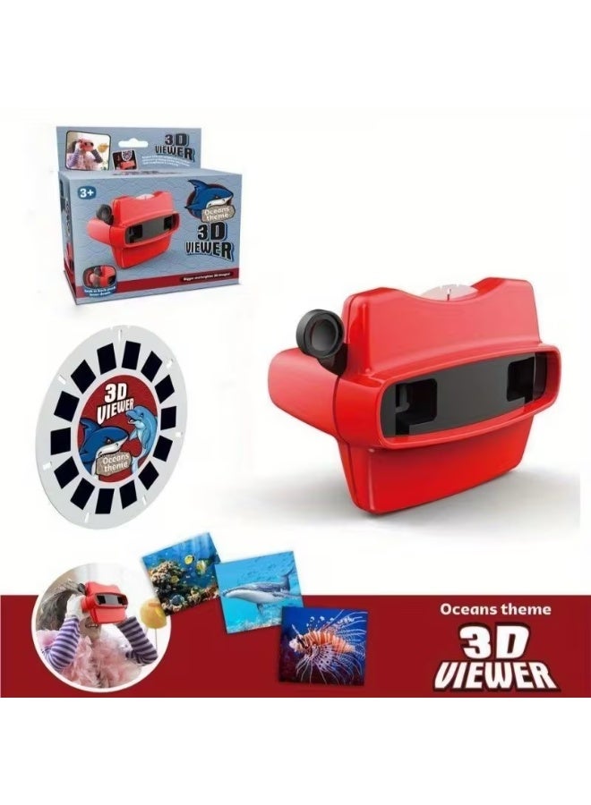 3D Viewer Ocean Theme Toy for Kids - Red Educational 3D Sea Life Viewer with Reel, Fun STEM Toy for Boys & Girls, Perfect Gift for Birthday & Eid-Color：Red - Image 1