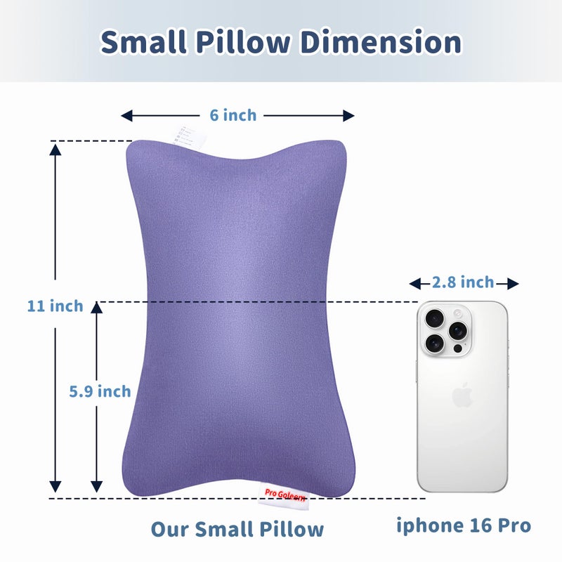 Pro Goleem Small Pillow 11’’x6’’x2.5’’ for Camping and Traveling with Name Tag Mini Tiny Pillow for Toddler Sleeping and Chair Car Air Nap Neck Lumbar Knee Rest Pillows, Lavender - Image 3
