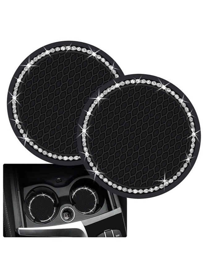 2PCS Bling Car Cup Coaster 2.75 Inch Auto Car Cup Holder Insert Coasters Silicone Anti-Slip Crystal Rhinestone Drink Car Cup Mat - Image 2
