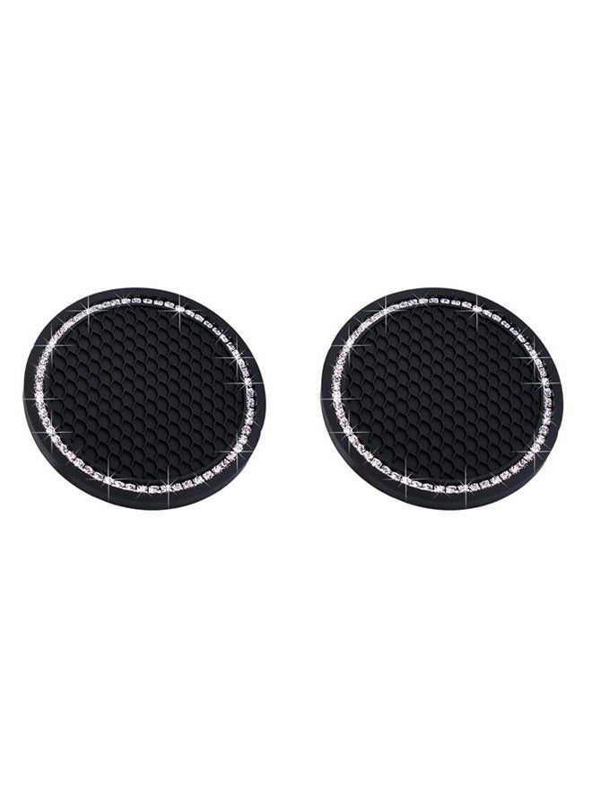 2PCS Bling Car Cup Coaster 2.75 Inch Auto Car Cup Holder Insert Coasters Silicone Anti-Slip Crystal Rhinestone Drink Car Cup Mat - Image 1