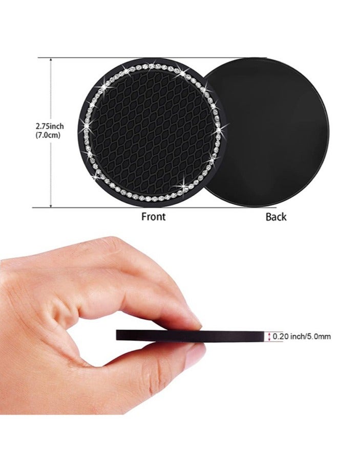 2PCS Bling Car Cup Coaster 2.75 Inch Auto Car Cup Holder Insert Coasters Silicone Anti-Slip Crystal Rhinestone Drink Car Cup Mat - Image 3