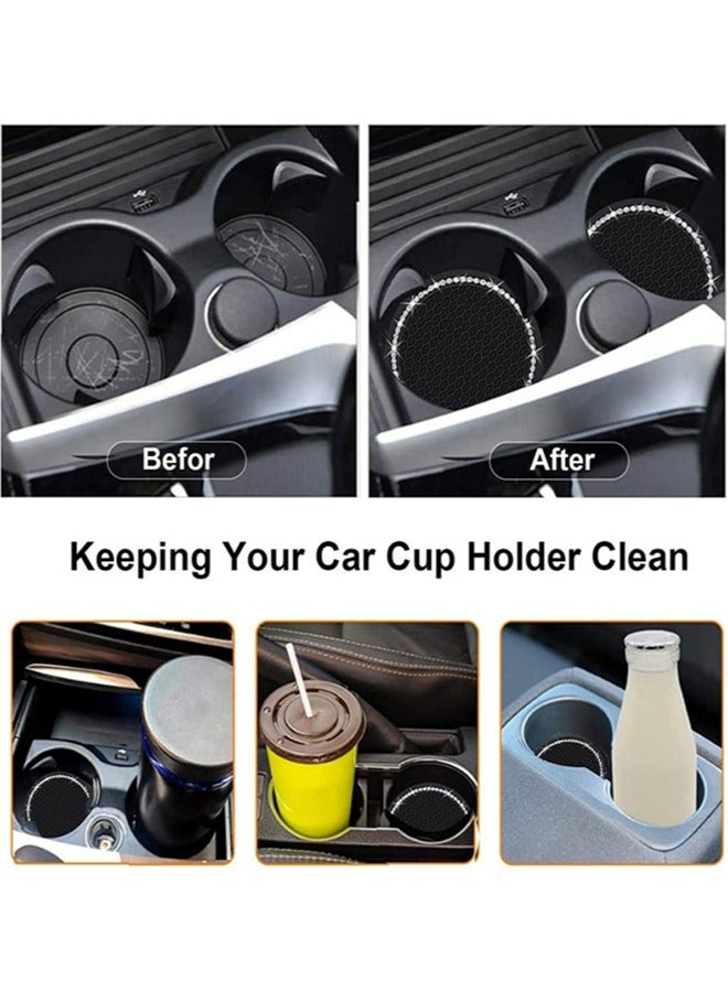 2PCS Bling Car Cup Coaster 2.75 Inch Auto Car Cup Holder Insert Coasters Silicone Anti-Slip Crystal Rhinestone Drink Car Cup Mat - Image 5
