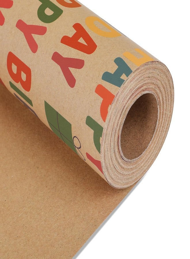 NESCCI Birthday Wrapping Paper,Gift Wrapping Paper Roll,Kraft Wrapping Paper-17 inch X 32.8 Feet Per roll,Colorful Happy Birthday Pattern For Boys Girls, Perfect For Birthdays Party, Baby Shower - Image 1