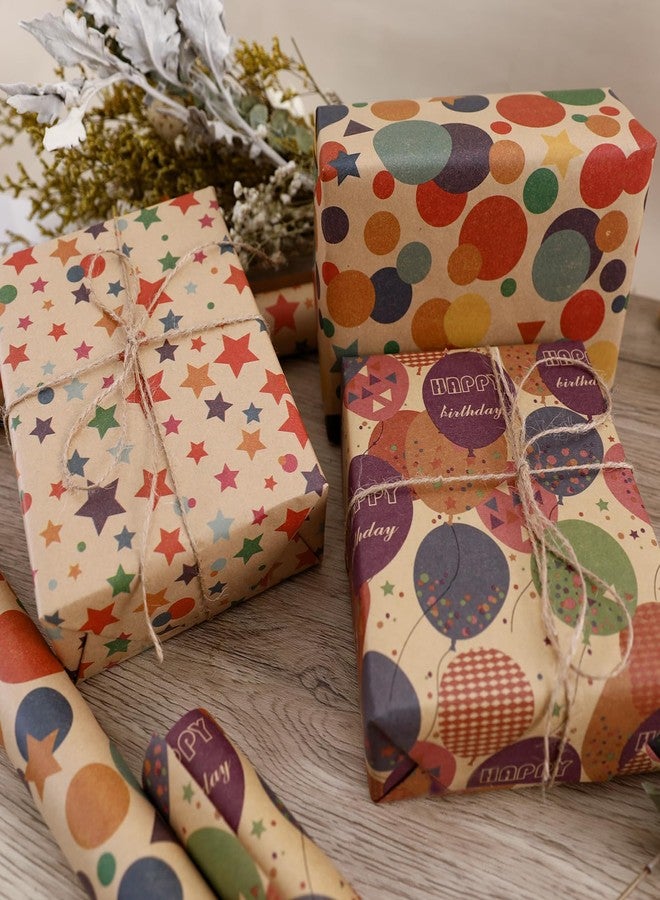 NESCCI Birthday Wrapping Paper,Gift Wrapping Paper Roll,Kraft Wrapping Paper-17 inch X 32.8 Feet Per roll,Colorful Happy Birthday Pattern For Boys Girls, Perfect For Birthdays Party, Baby Shower - Image 5