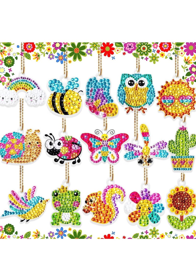 Joshberg - Diamond Painting Kit with Keychains Make Your Own GEM Keychains Acrylic Paint Art Kit for Kids - Image 1