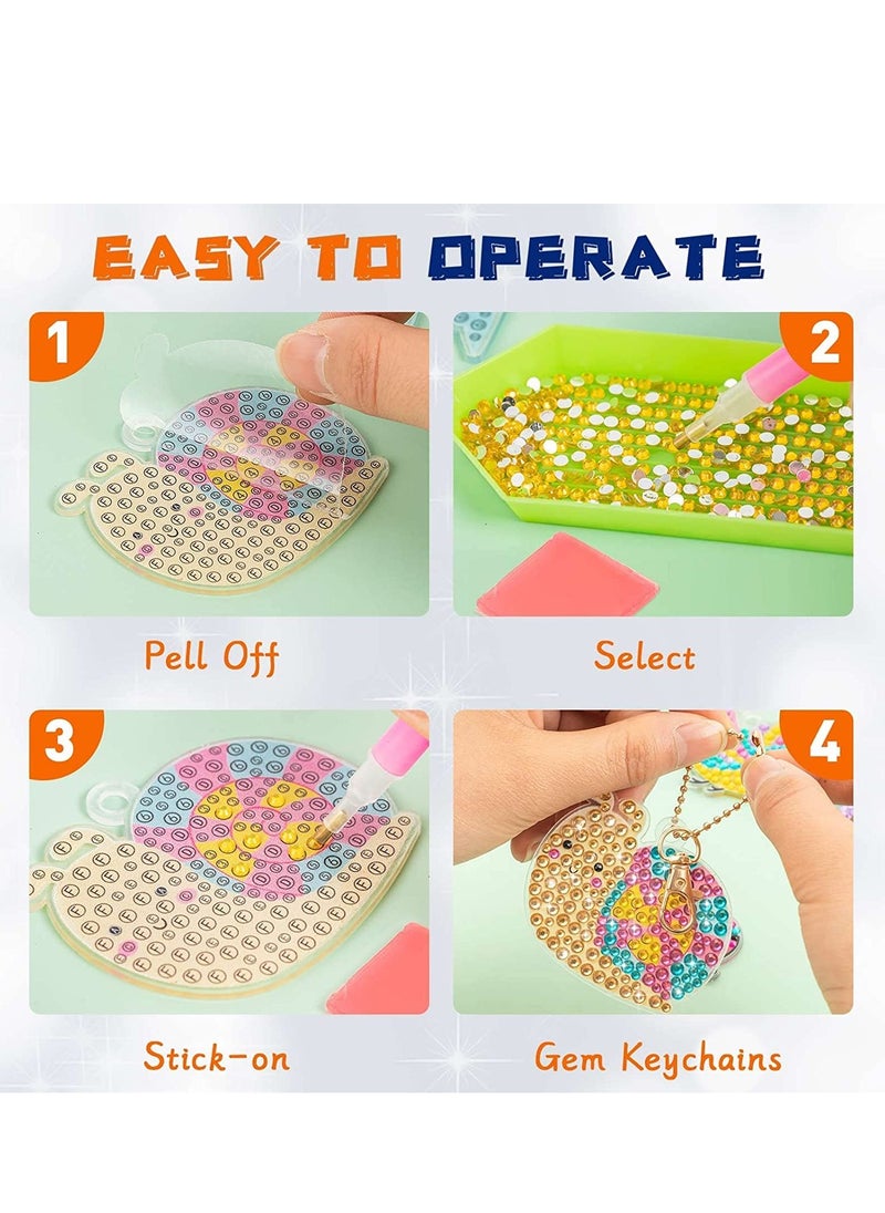 Joshberg - Diamond Painting Kit with Keychains Make Your Own GEM Keychains Acrylic Paint Art Kit for Kids - Image 1
