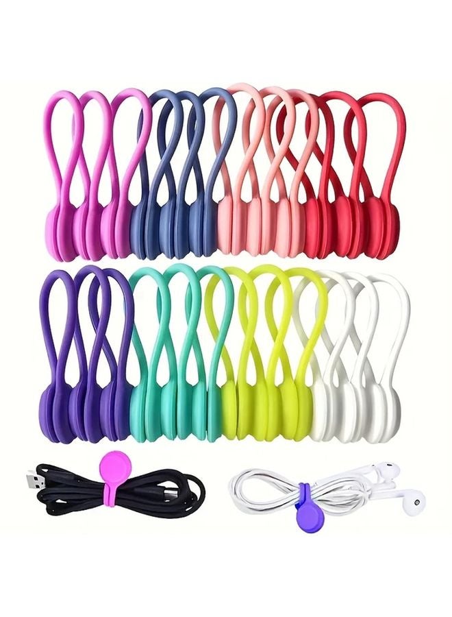 Black Magnetic Cable Ties Reusable Silicone Cord Organizer Tech Accessories Storage - Image 2
