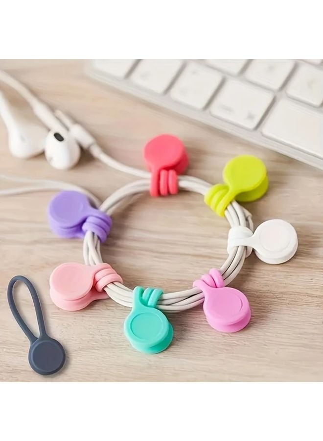 Black Magnetic Cable Ties Reusable Silicone Cord Organizer Tech Accessories Storage - Image 3