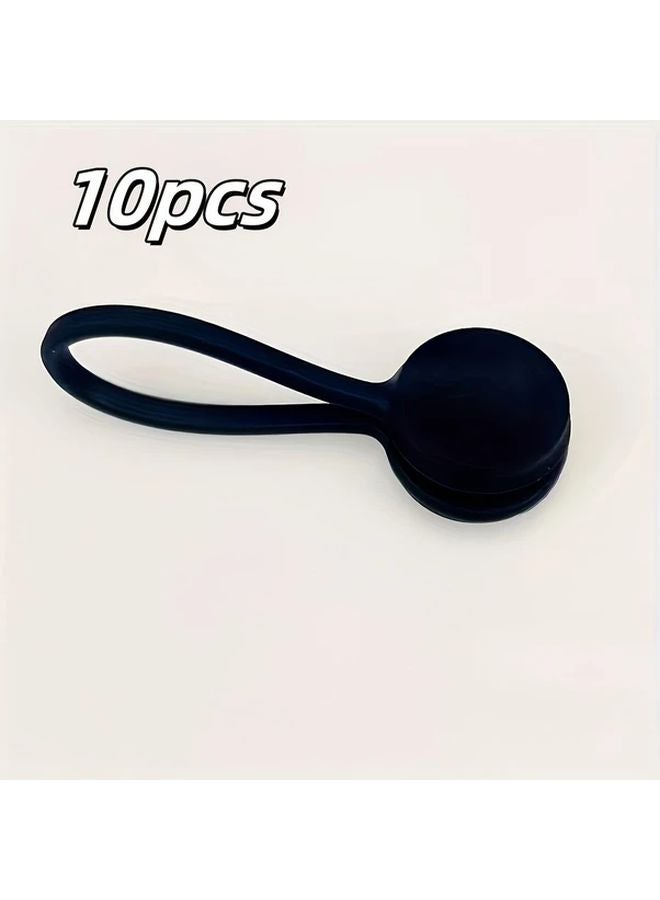 Black Magnetic Cable Ties Reusable Silicone Cord Organizer Tech Accessories Storage - Image 1