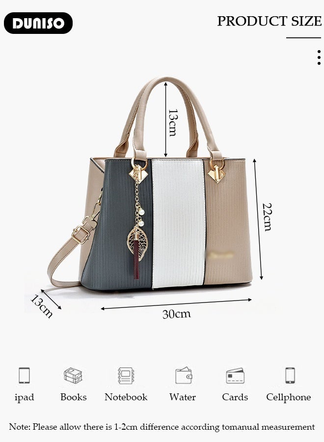 DUNISO Women's Fashion Handbag Faux Leather Crossbody Bag For Women Large Capacity Bow Trim Tote Bags Top Handle Satchel Fashionable Travel Shoulder Bag For Ladies  - Image 2