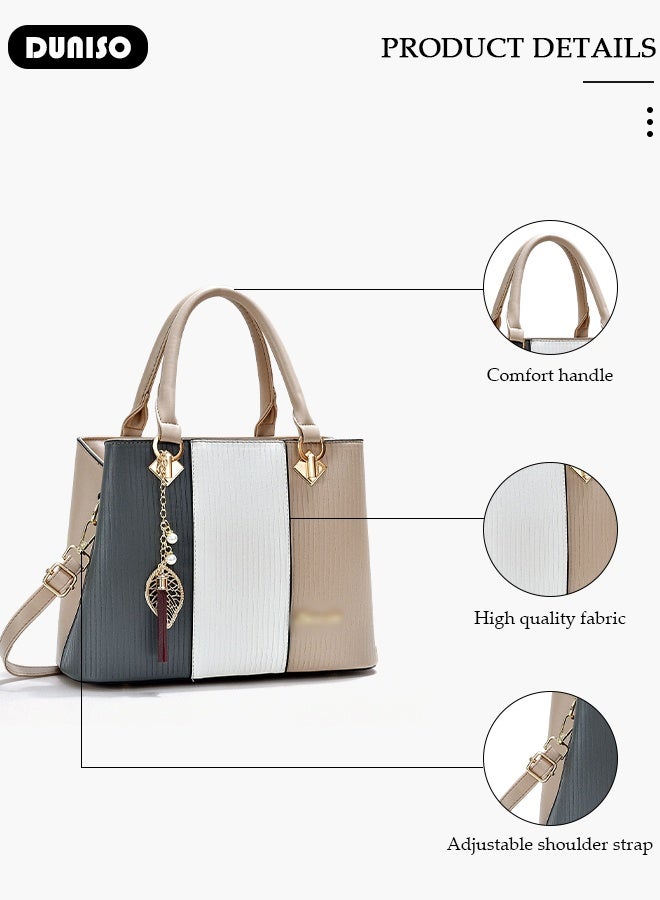 DUNISO Women's Fashion Handbag Faux Leather Crossbody Bag For Women Large Capacity Bow Trim Tote Bags Top Handle Satchel Fashionable Travel Shoulder Bag For Ladies  - Image 3